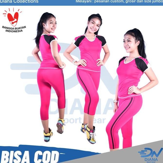 setelan baju senam wanita warna pink | baju aerobik jumbo pink | pakaian olahraga wanita bigsize