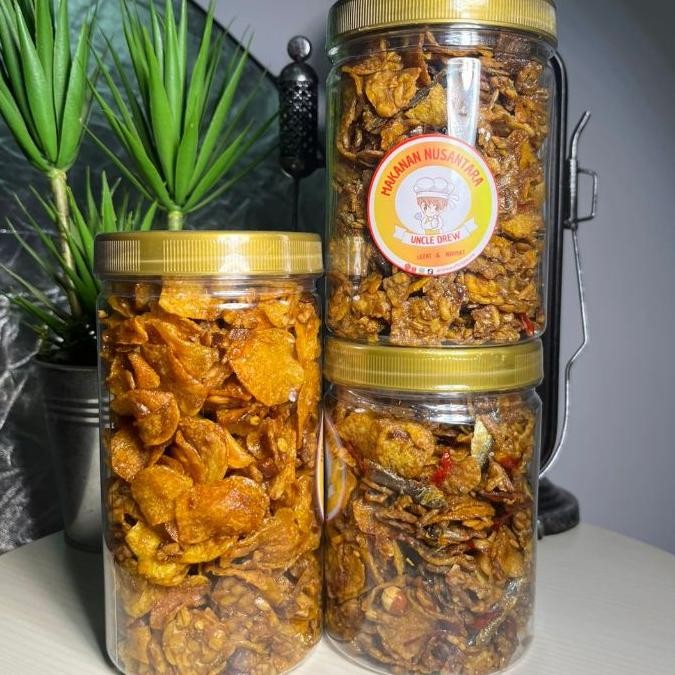 

Keripik Mix Lengkap Kentang Tempe Kacang Teri Balado Pedas Uncledrew