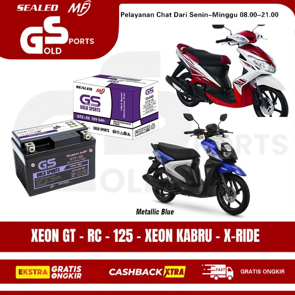 GOLD SPORTS Aki Full Kering Motor YAMAHA XEON GT RC 125 XEON KABRU GTZ5S 12V5Ah Accu Gel MF Battery
