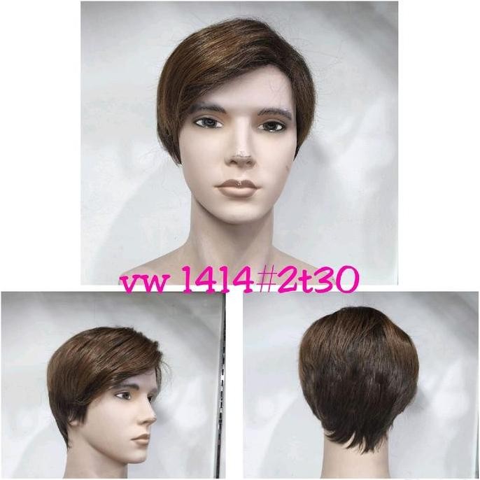 Wig Rambut Palsu Laki2 Pendek  Style Korea Premium Quality Lurus 1414 Pirang