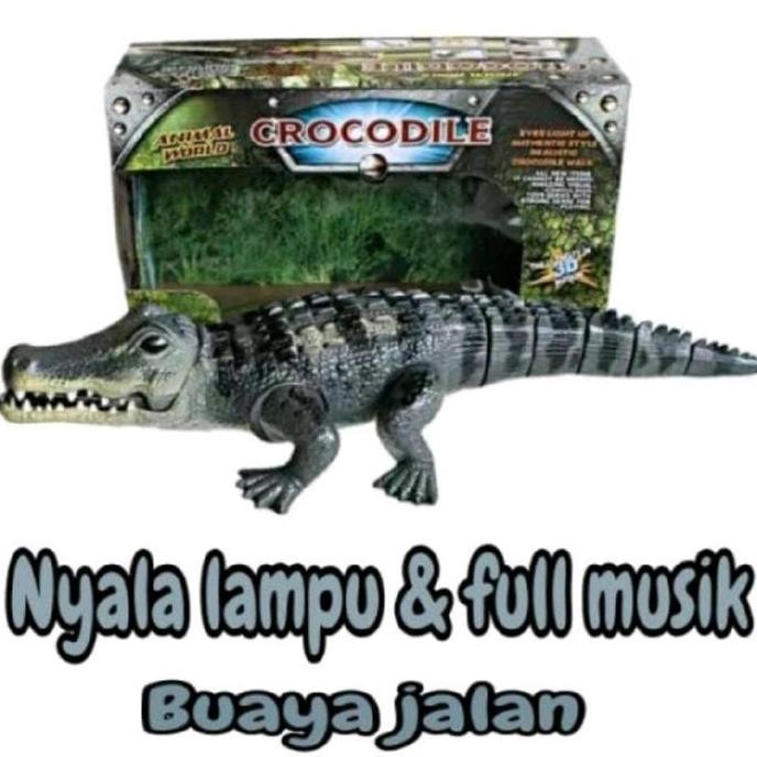 TERLARIS - mainan buaya jalan & suara wild CROCODILE / mainan hewan binatang Buaya baterai