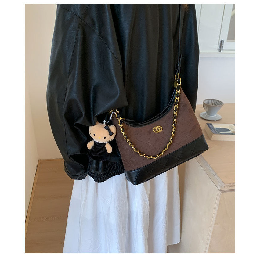 [COD]Tas bahu retro mode baru wanita gaya Korea tas tangan bordir berlian sederhana tas kecil gaya C