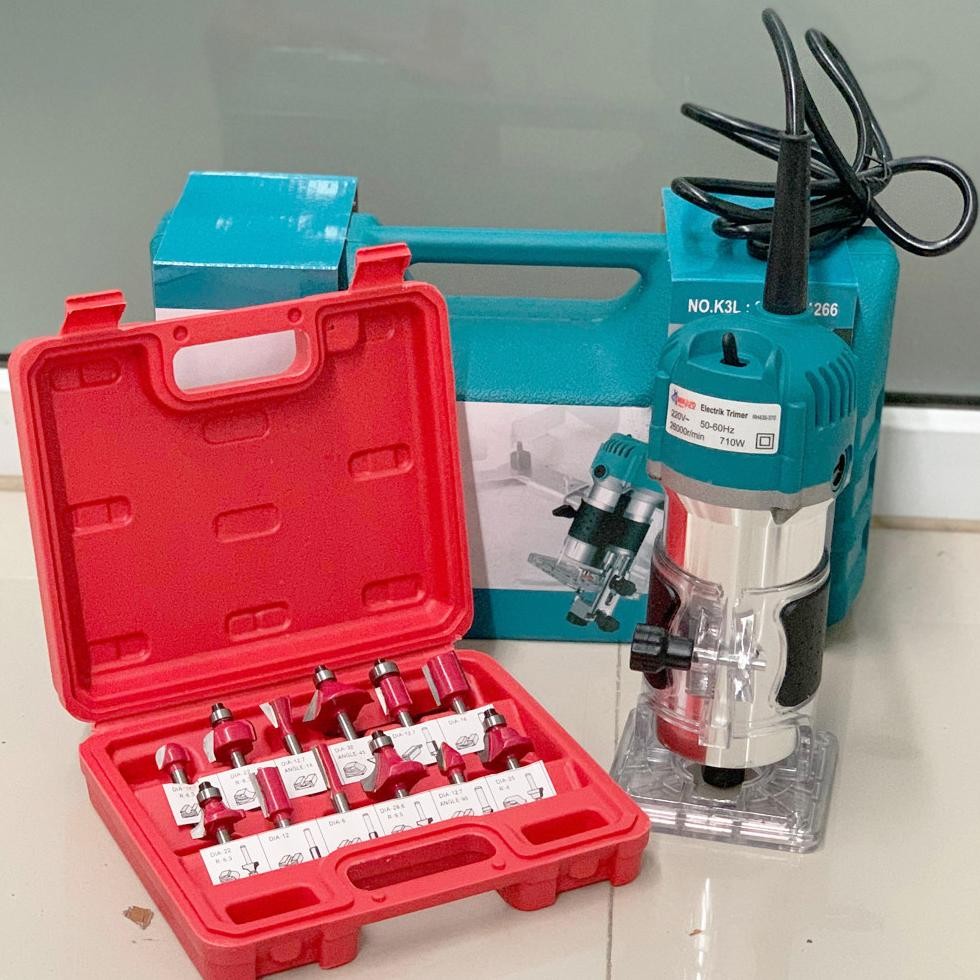 PAKET HEMAT  Mesin profil kayu + Mata Router Set Mata Profil Mata Trimmer Set Router Bit Set 12pc MI