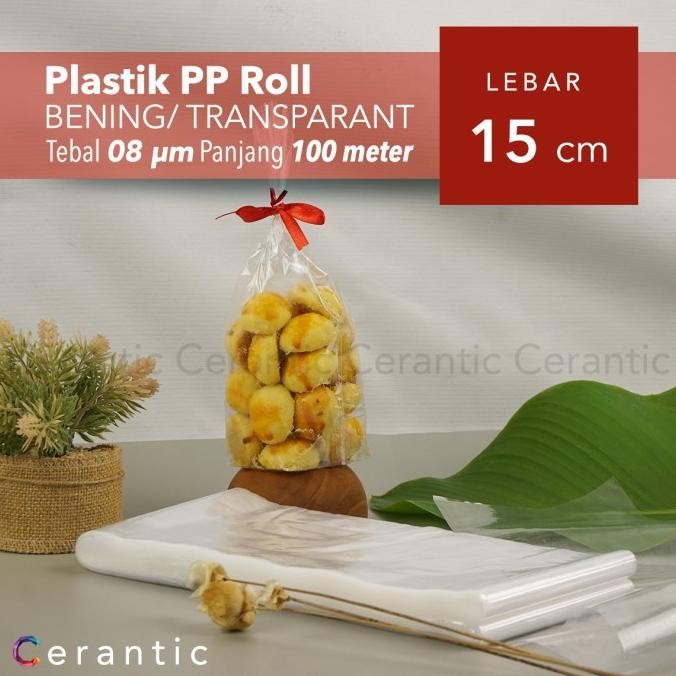 Plastik PP Roll Lebar 15cm Tebal 08 Bening Panjang 100 m