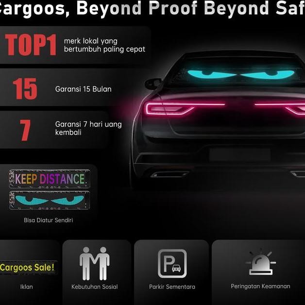 Diy Cargoos L10 L20 Car Led Screen Layar Led Mobil Fleksibel Lampu Peringatan Custom Teks Dukungan A