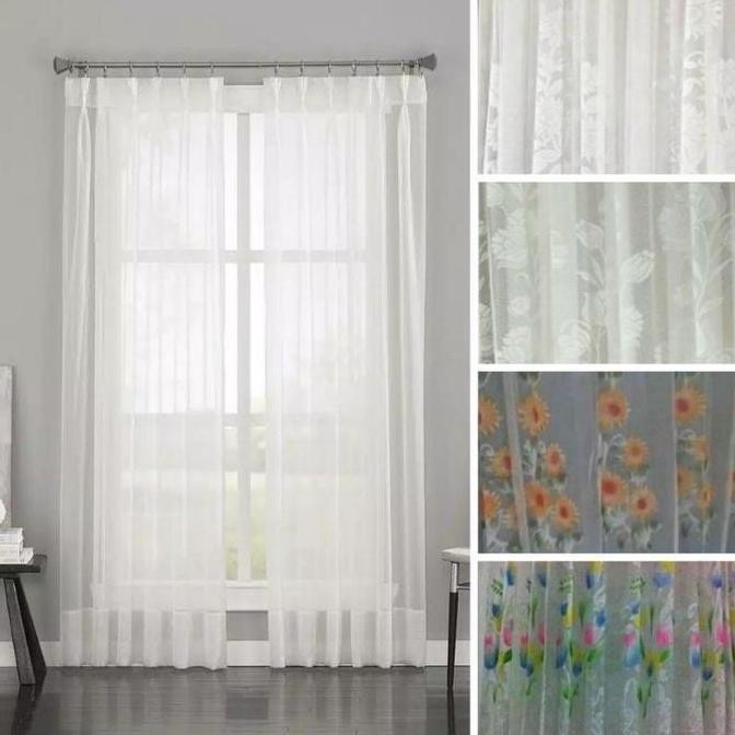 Gorden Vitrase / Gorden Dalaman Pintu Jendela Motif Tulip Matahari Polos