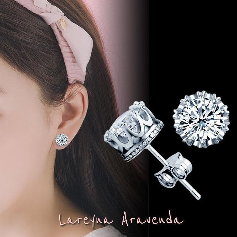 Anting Wanita Korea Silver S925 Motif Crown Kristal Crystal AT001 mYHoney
