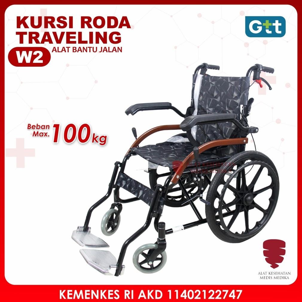 Kursi Roda Traveling W2 Ban Besar Wheel Chair Velg Racing Alat Bantu Jalan Gerak Travelling Travel R