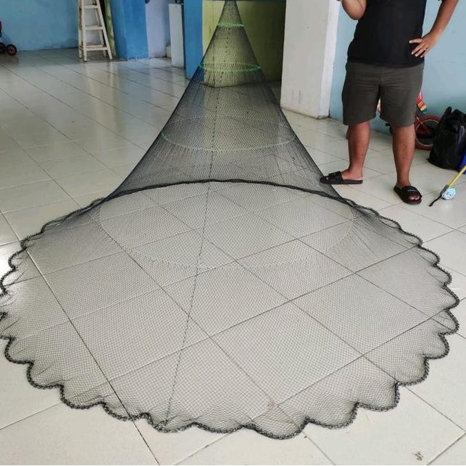 jala lempar 2 meter bahan nilon/ benang,  jala ikan ,  jala lempar,  jala sungai lubang jari kelingk