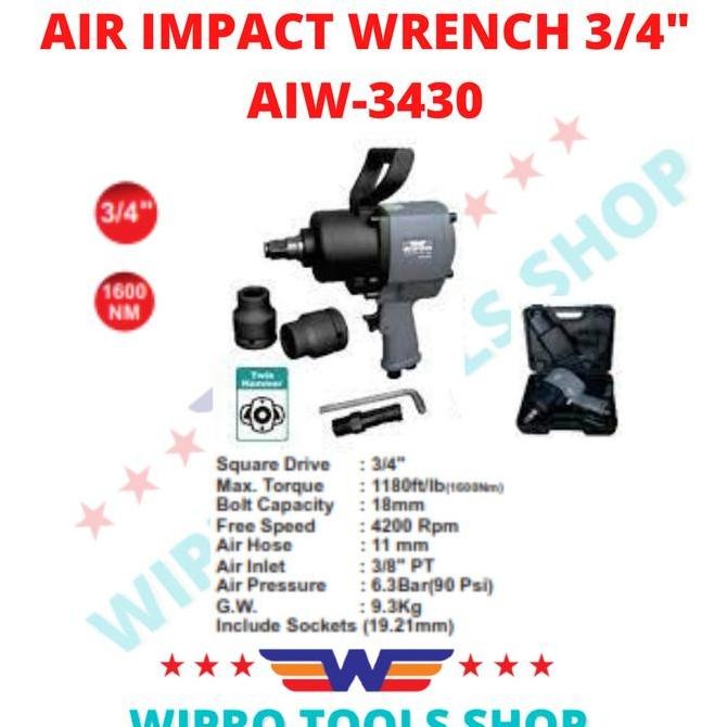 NEW WIPRO Alat Buka Baut Ban Angin / Air Impact Wrench 3/4" AIW-3430
