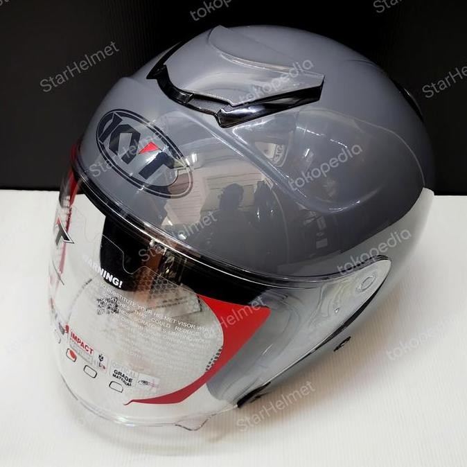PROMO DISKON - Helm KYT KYOTO R Solid Gorilla Grey Gloss Abu-Abu New
