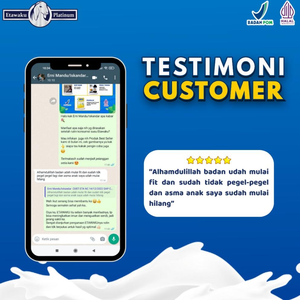 

Etawaku Platinum Susu Etawa Murni Untuk Paru - Paru Dan Asma Masalah Pernafasan Official 1 Box