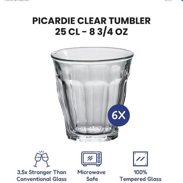 Duralex Picardie Tumbler Clear 250Ml 6Pcs Gelas Kopi Kaca