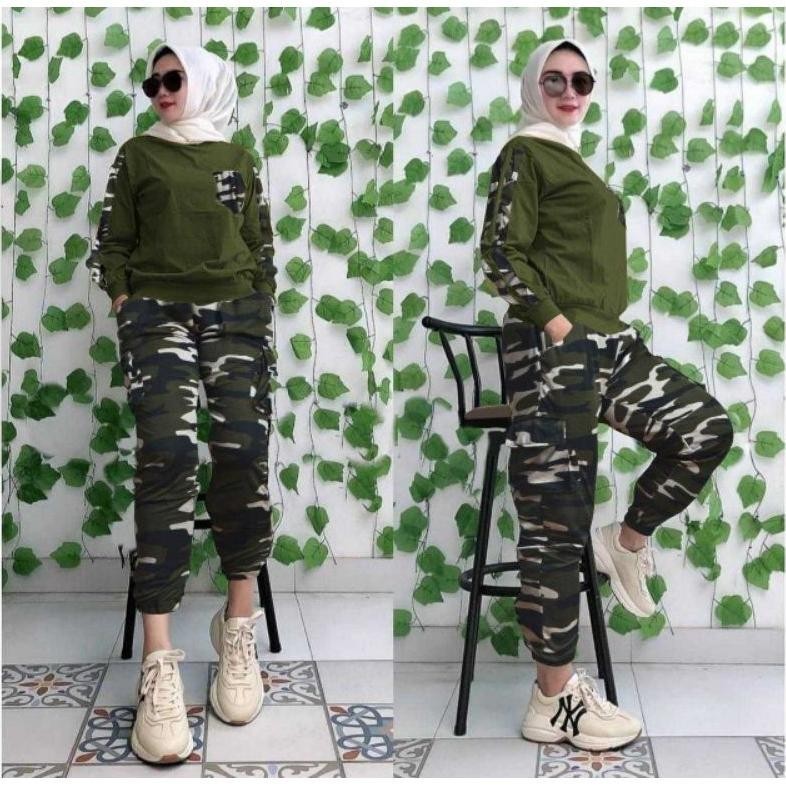 rg-4 h-4 ARMY SET WANITA (2 Uk XL & XXL) / SET JUMBO / SET ARMY / SETELAN ARMY / SET JOGER / TREND F