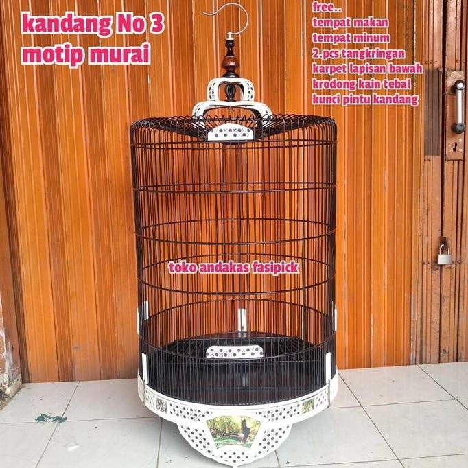 kandang burung murai no 3 motip murai fiber/kandang burung murai