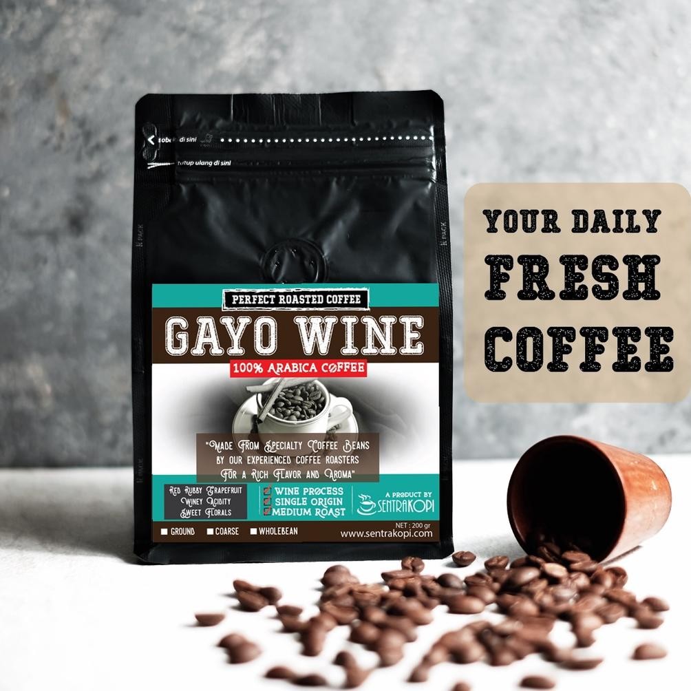 

Ready!! Sentra Kopi Arabika Gayo Wine 200 Gram - Kopi Bubuk / Biji - Premium Aceh Gayo Arabica Coffee 200Gr
