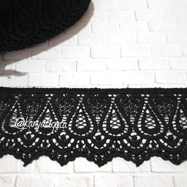 \\\\\] Renda Giper / Gyper Hitam Kode 32906 - Lebar 6 cm Panjang 15 Yard