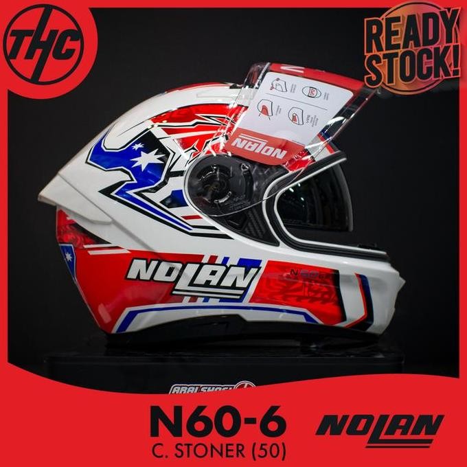 NOLAN N606 GEMINI REPLICA CASEY STONER 50 N60-6 FULL FACE HELM ORIGINAL DAN TERPERCAYA