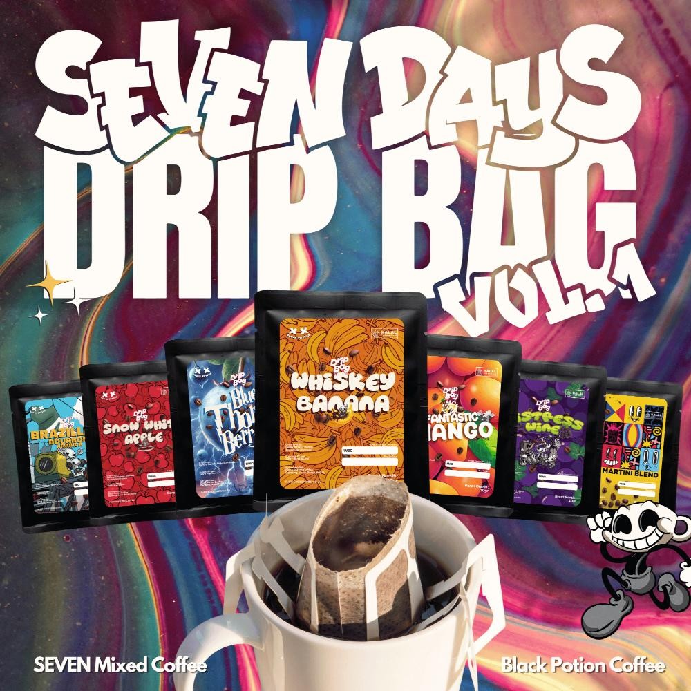 

Ready!! Seven Days Drip Bag Coffee Vol 1 ( kopi filter ) By Black Potion Roastery Asli dari Biji Kopi