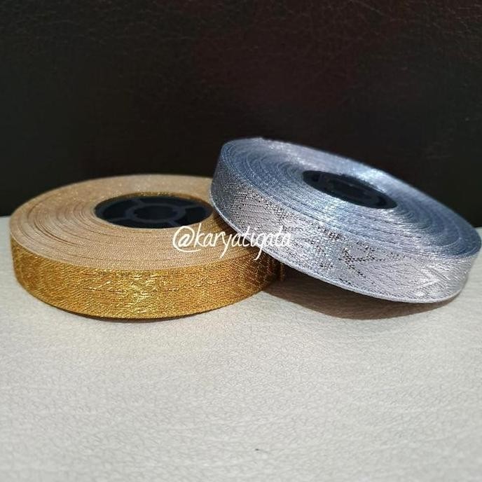 $$$$] Renda / Pita Gamis 1/2 Inch Warna Emas / Perak (15 Meter)