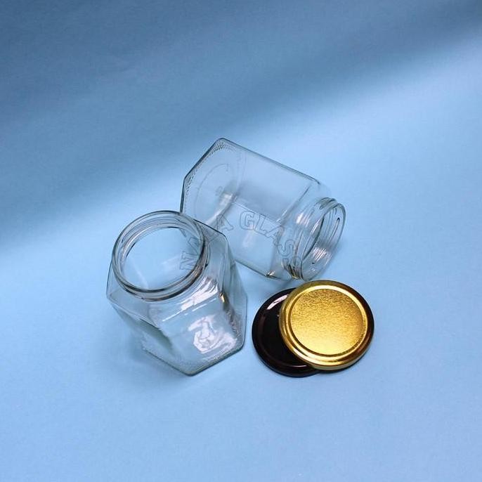 JKHX500 botol Hexagonal 500ml / HEXAGONAL jar / botol madu selai kaca