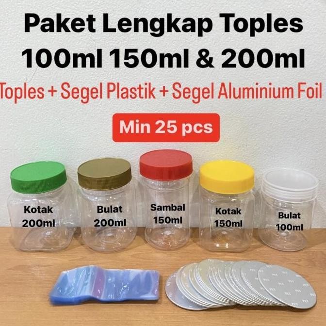 Paket Lengkap Toples 150ml 200ml + Segel Plastik + Segel Aluminium