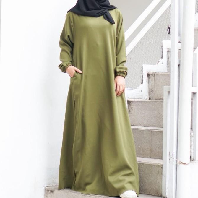 aliva dress gamis wanita hijab azzahra warna Sage green