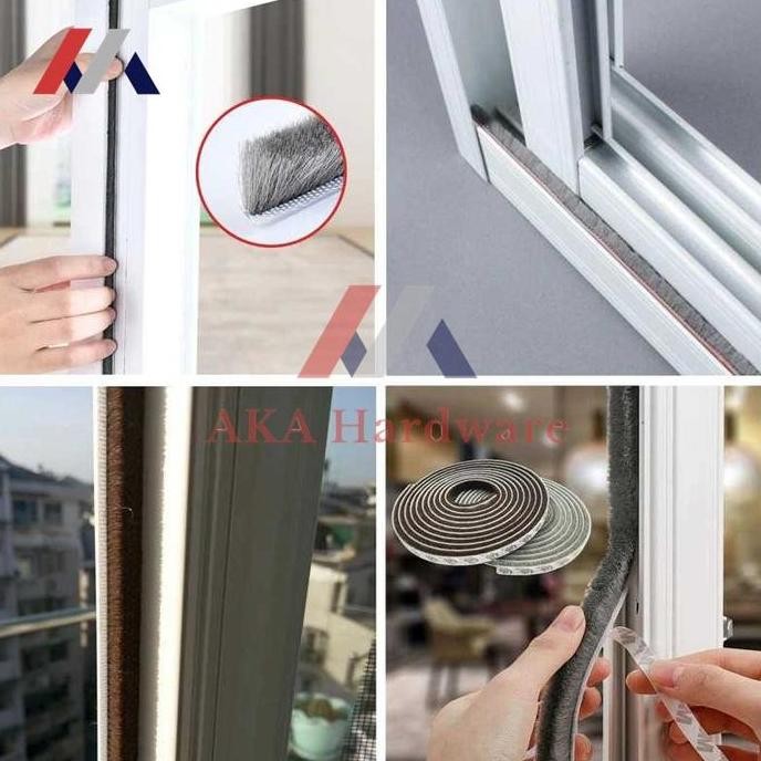 Mohair Tape Seal Bulu Penutup Celah Pintu Grey Double Tape