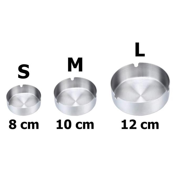 Asbak Stainless 12 cm 10 cm 8 cm 10cm 12cm Stainless Steel Cafe Tebal