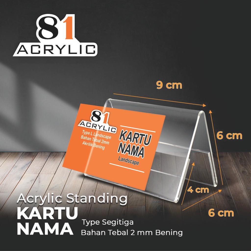

Papan Nama Akrilik Stand Display Meja Kantor Bisnis Kartu Name Tag Segitiga - Ukuran 6x9cm