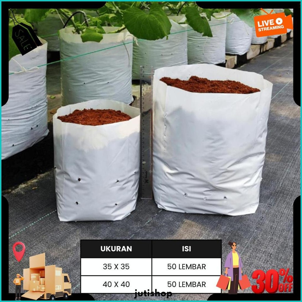 Polybag Putih 40 X 40 Isi 50 Lembar - Polybag Melon Harga Grosir Termurah Banget