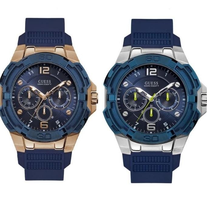 Jam Tangan Pria Guess Original W1254G1 W1254G3 Strap Rubber Navy