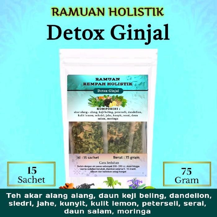 

AP Ramuan Holistik DETOX GINJAL | Teh Celup akar Alang-Alang, keji beling, daun kumis kucing, dandelion, jahe, kunyit, serai, pasley, jintan hitam, daun kelor | 15 sachet Teh Herbal Untuk Kesehatan Ginjal