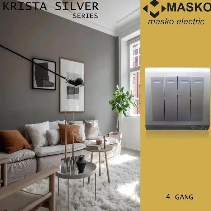 MASKO IB SAKLAR 4 GANG SILVER K-SV 214 (K-SV214) KRISTA SNI ORI