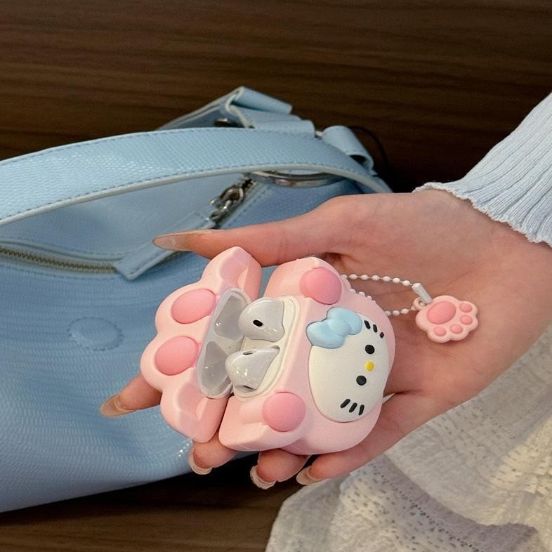 Prermium Case Cat Paw Hk Face Cover Air Pods Gen 1/2/3 / Airpods 4 / Airpods Pro Sarung Pelindung Fr