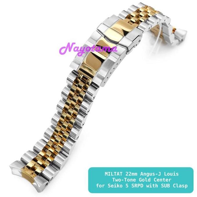 HARGA DISC - 22mm MILTAT Angus-J Louis Two-Tone Gold-Center Seiko 5 SRPD SKX007