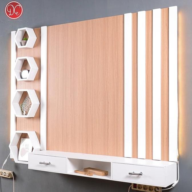 Backdrop Tv Dinding 160X120Cm Model 2 Laci Dan Rak Hexagonal Allshop