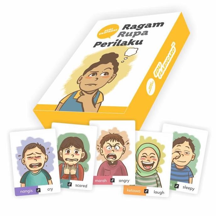 EDUFLASH CARD Seri Ekspresi kartu mainan anak uno kartun emosi emotion
