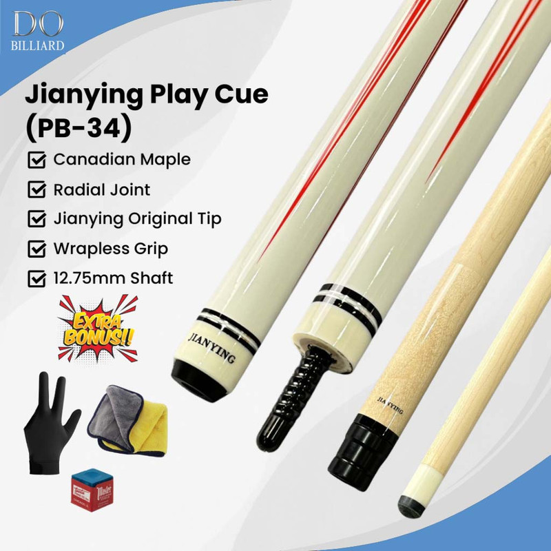 Stick Billiard JIANYING PB-34 Play Cue / Stick Billiard Jianying PB 34 Play Cue Dobilliard Cabang