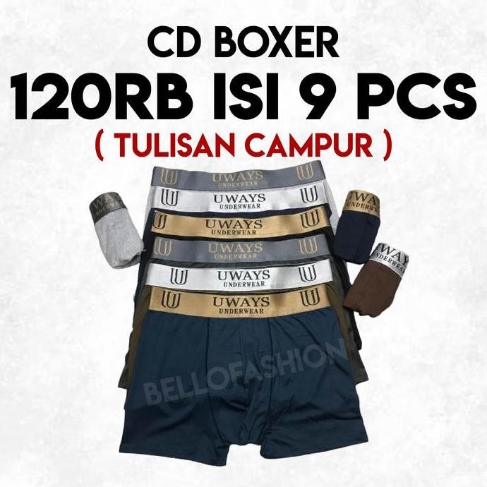 PROMO CD BOXER 120RB ISI 9 PCS / TULISAN CAMPUR CD PRIA UKURAN M, L, XL, XXL