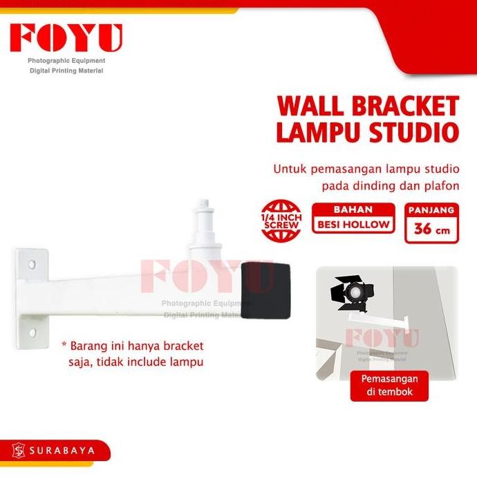Wall Bracket Dinding Plafond Lampu Studio Foto Video Light Spigot Head Besi Putih Doff