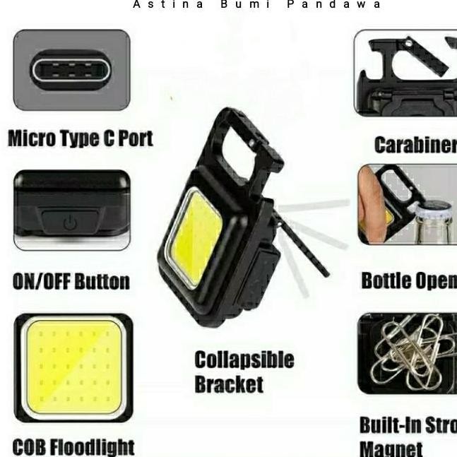 Lampu Led Emergency Keychain Multifungsi / Lampu Camping Cas Usb
