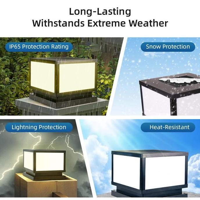 Lampu Pilar Pagar Taman Tenaga Surya Outdoor Dekorasi Taman Bingkai Lampu Pagar 4 Warna Ip67 Waterpr