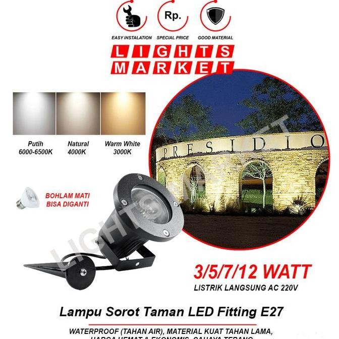 Kap lampu sorot tancap fitting E27 Lampu Taman / Outdoor