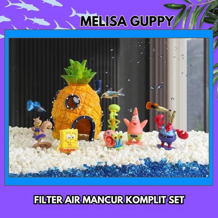 RAS Dekorasi Aquarium Aquascape Rumah Spongebob Squidward Hiasan Akuarium / Ornamen Rumah SpongeBob