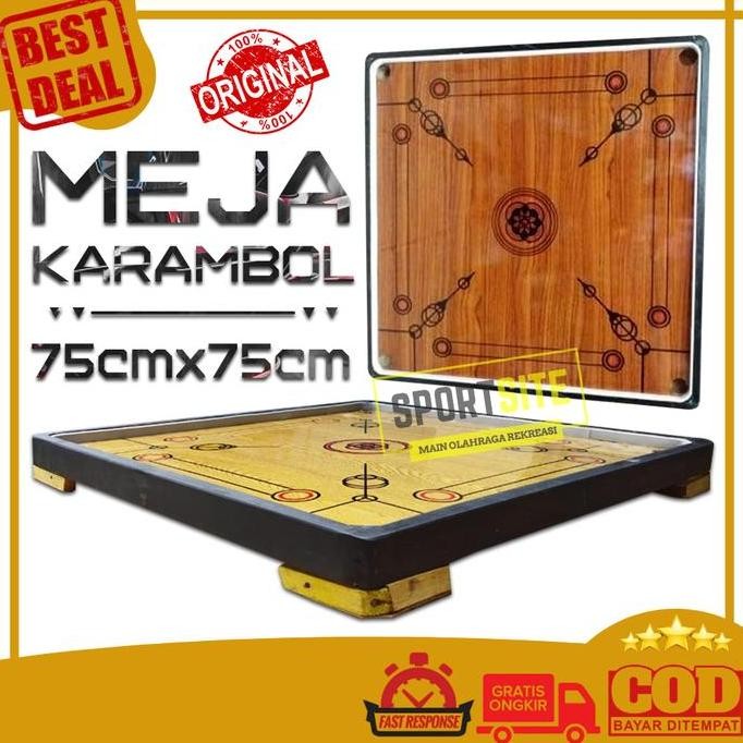 Meja Papan Karambol Sedang Free Biji dan Bubuk Kristal Board Games