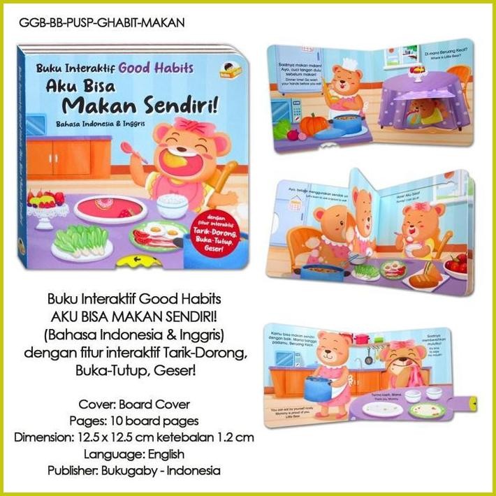 

BUKU INTERAKTIF GOOD HABITS DENGAN FITUR TARIK-DORONG, BUKA-TUTUP, GESER! - GOSOK GIGI, MANDI, MAKAN, KE TOILET