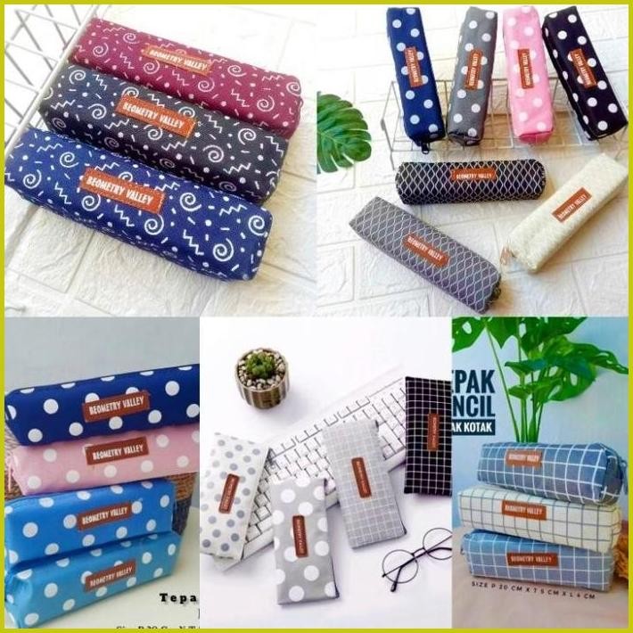 

(GROSIR) 12PCS TEMPAT PENSIL REMAJA KAMPUS BIOMETRY BAHAN KANVAS SOUVENIR