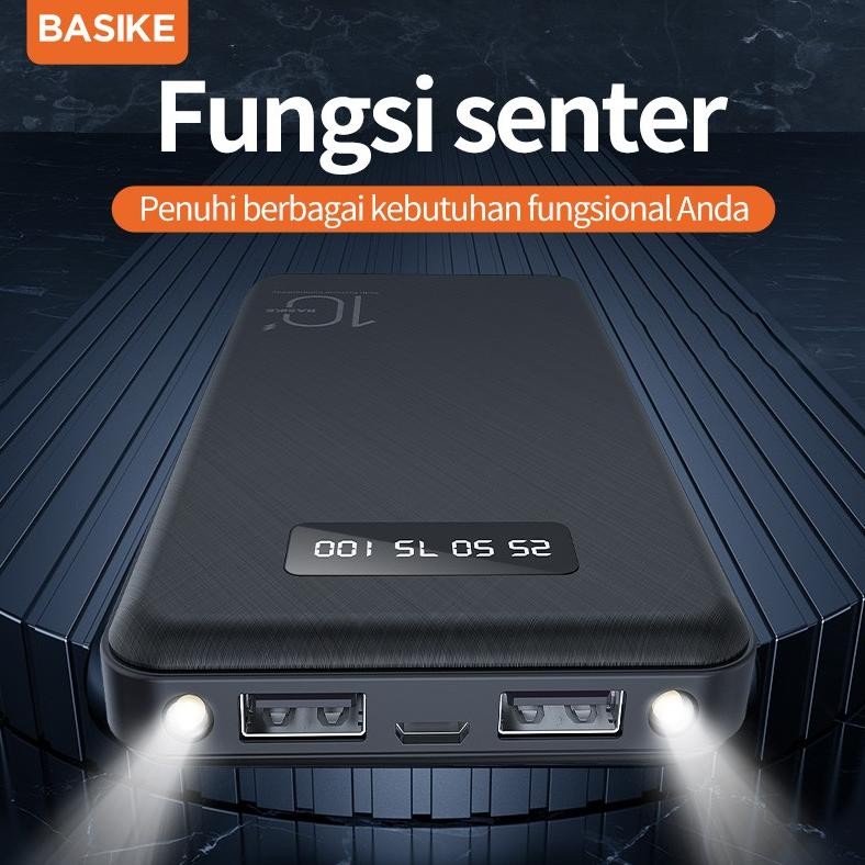 (Hot)Basike Powerbank Fast Charging 30000 20000Mah 10000Mah Dual Usb Mini Murah With Senter Original