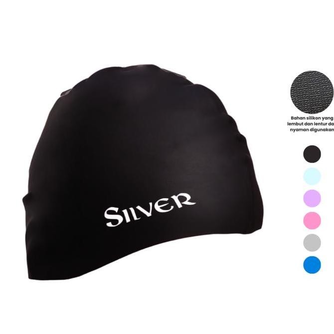 Topi Renang Dewasa Silver Silicone Swim Cap 17005.1088